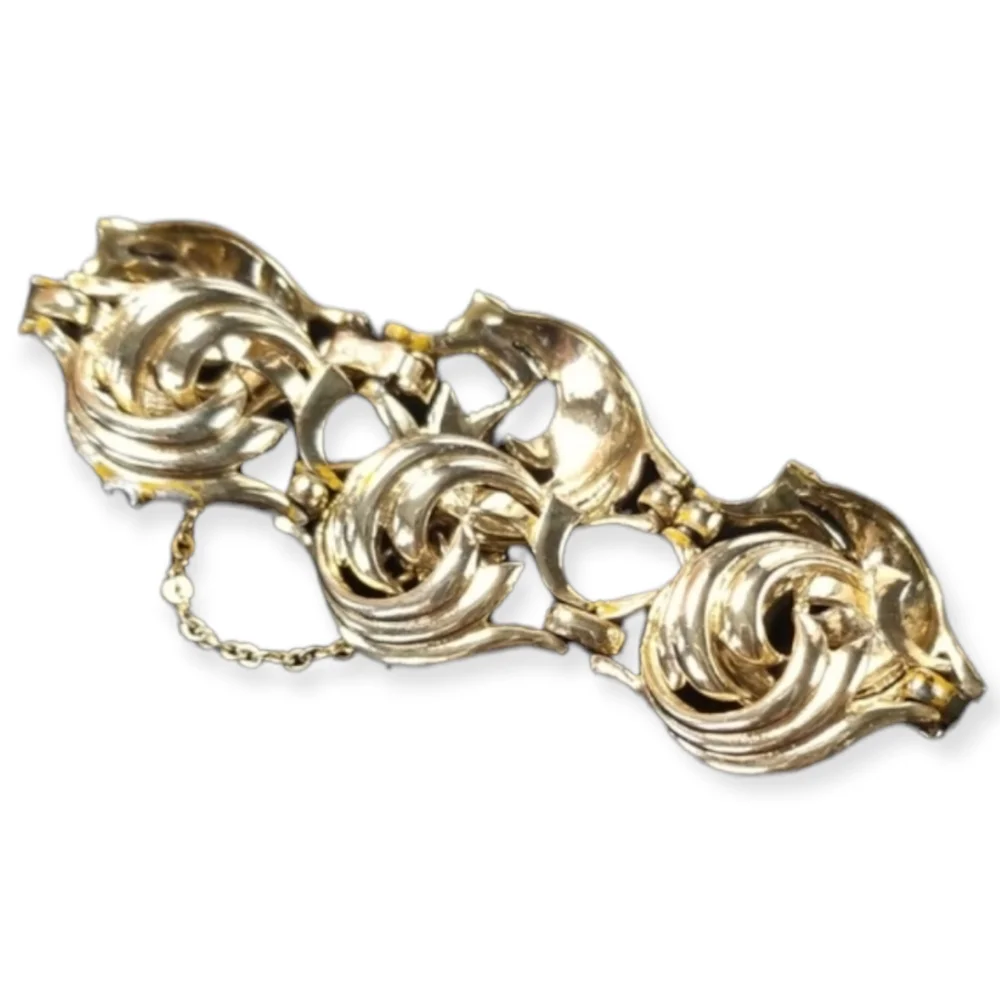 Vintage Signed CORO Link Bracelet Pat Pend Gold Tone